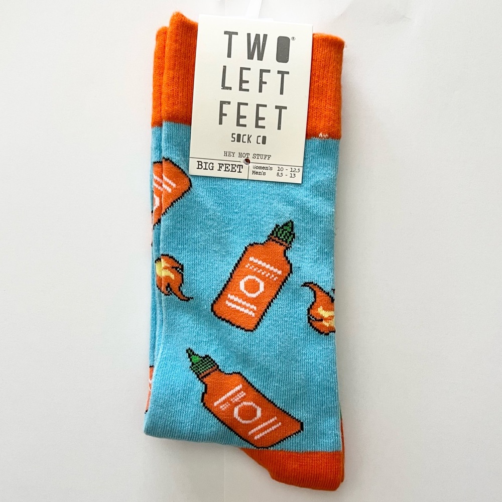 Hot Sauce Pattern Crew Socks - Blue & Red
